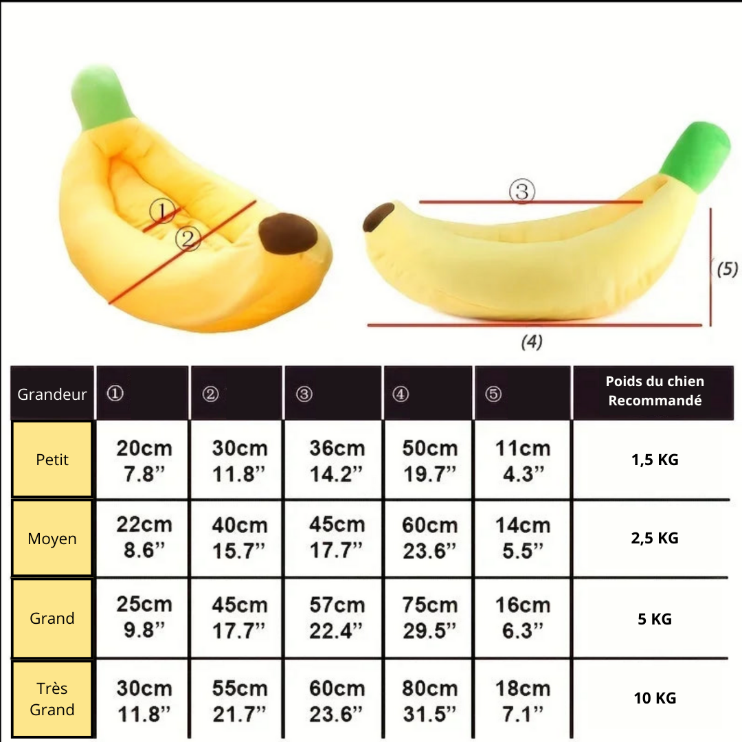 Lit banane pour chien